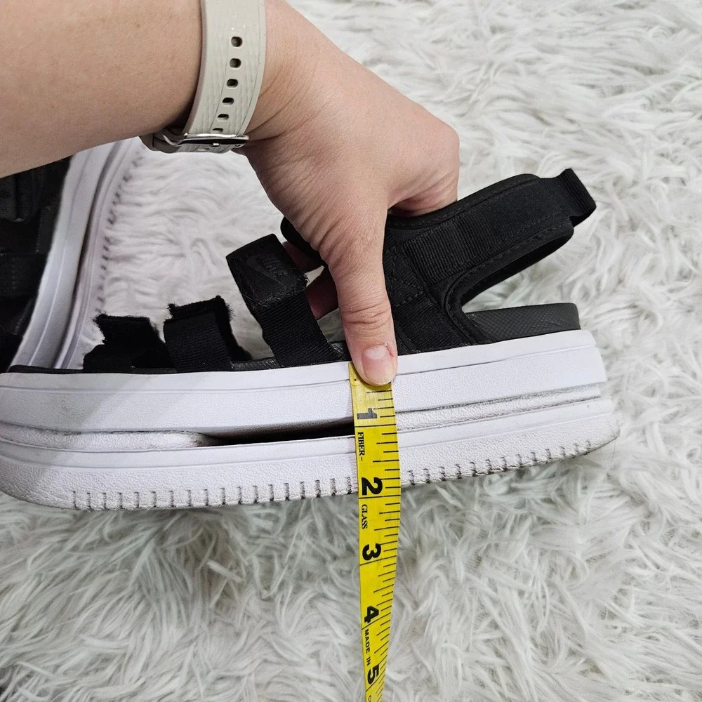 Nike Icon Classic Womens Chunky Streetwear Platform Sandals Black White Sz 9 - Picture 10 of 11